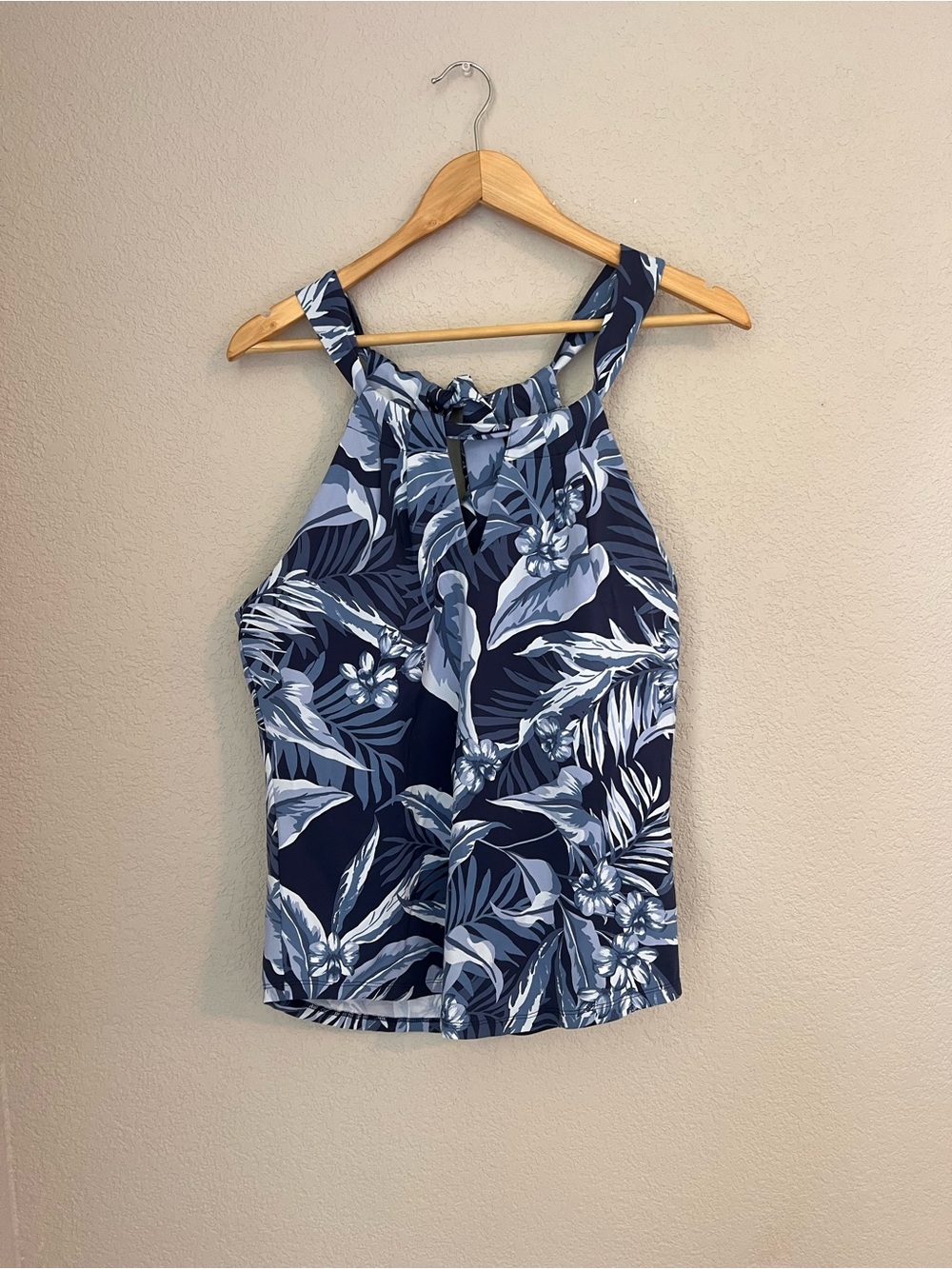 Tommy Bahama Navy & Light Blue Tropical Halter Swim Camisole